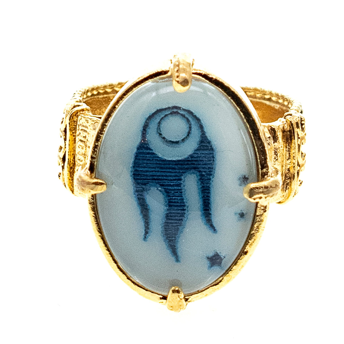 Cosmic Ring Blauw – 18K Verguld – Gem Kingdom