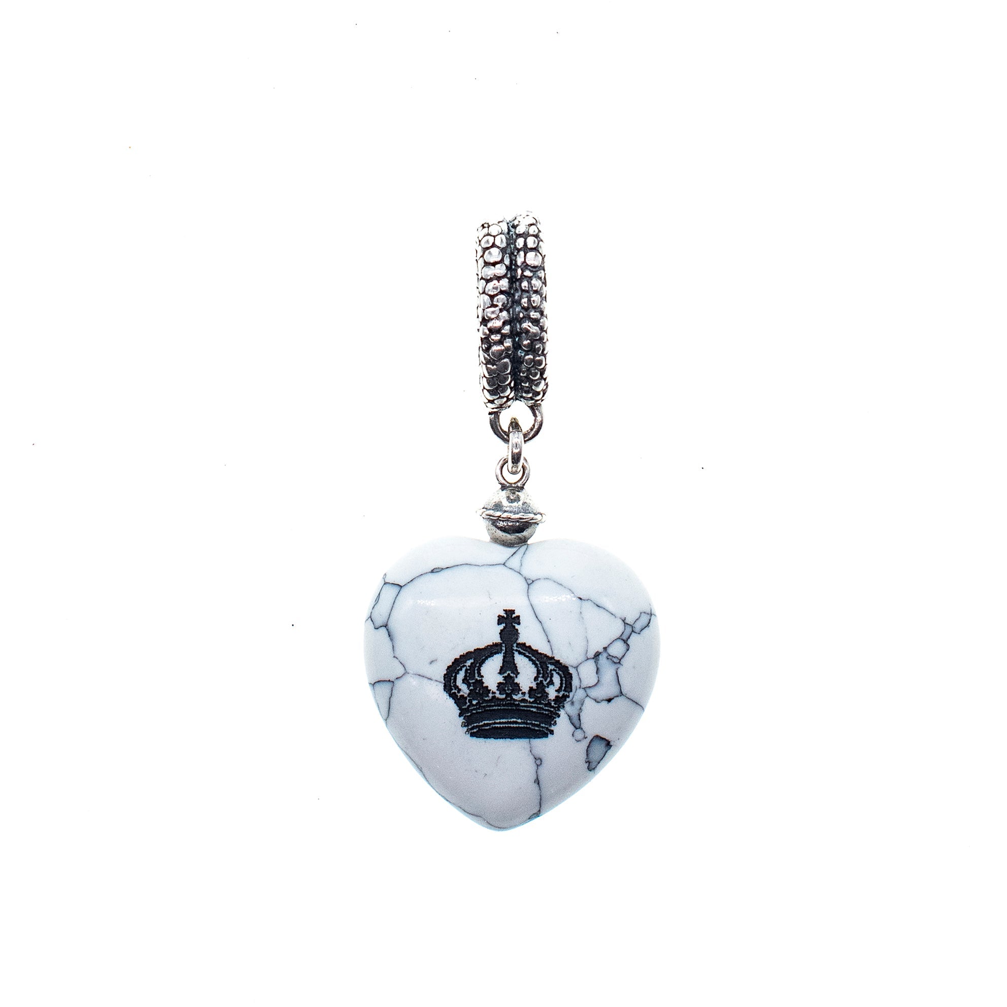 Crown Resin Heart Pendant – Sterling Silver – Gem Kingdom