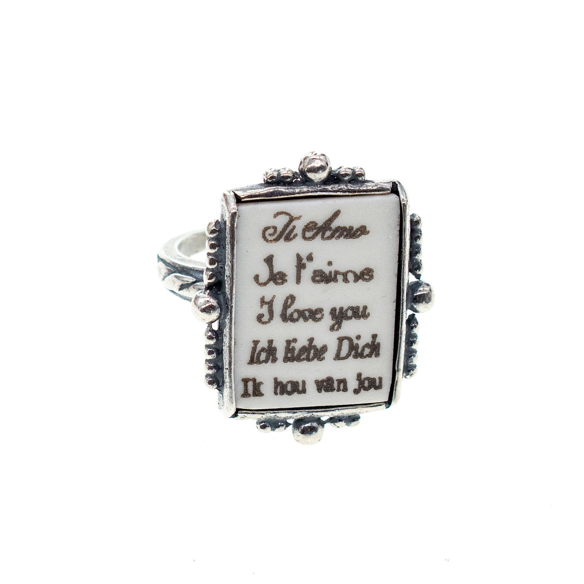 Love Letter Ring Wit – Sterling Zilver – Gem Kingdom