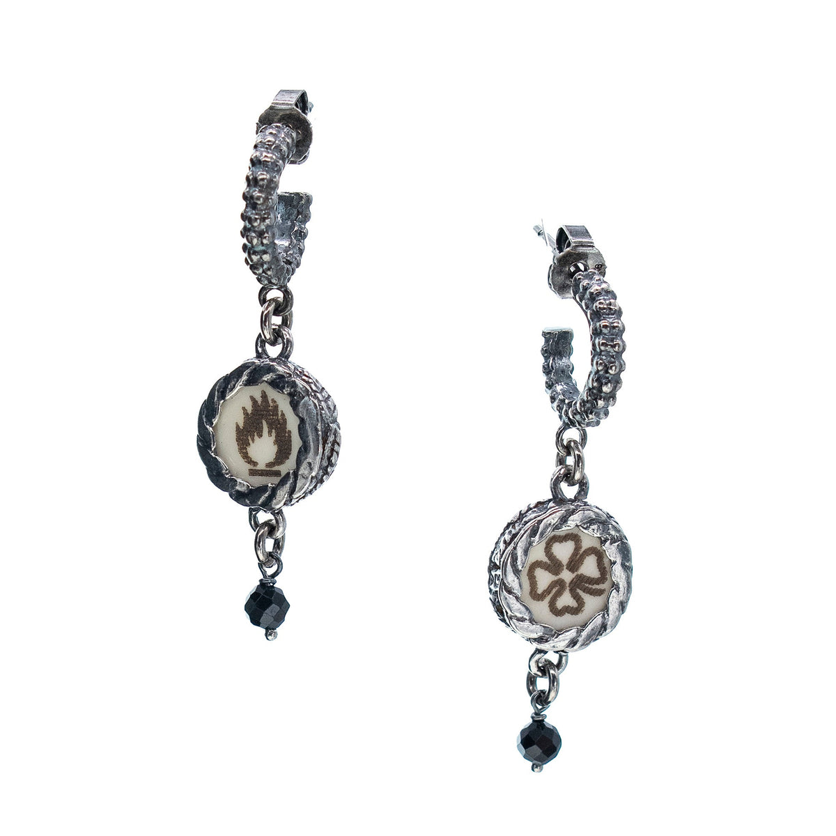 Back to the Future Flame And Clover Earrings White – Sterling Silver – Gem Kingdom