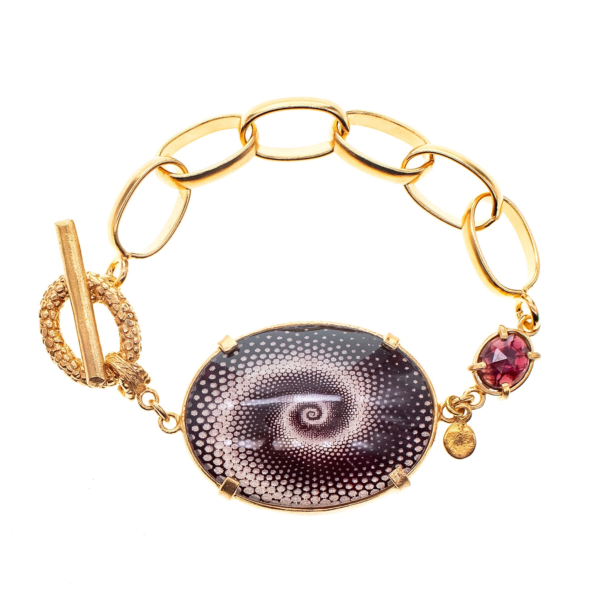 Spiral Crystal & Garnet Bracelet – Gold Plated – Gem Kingdom