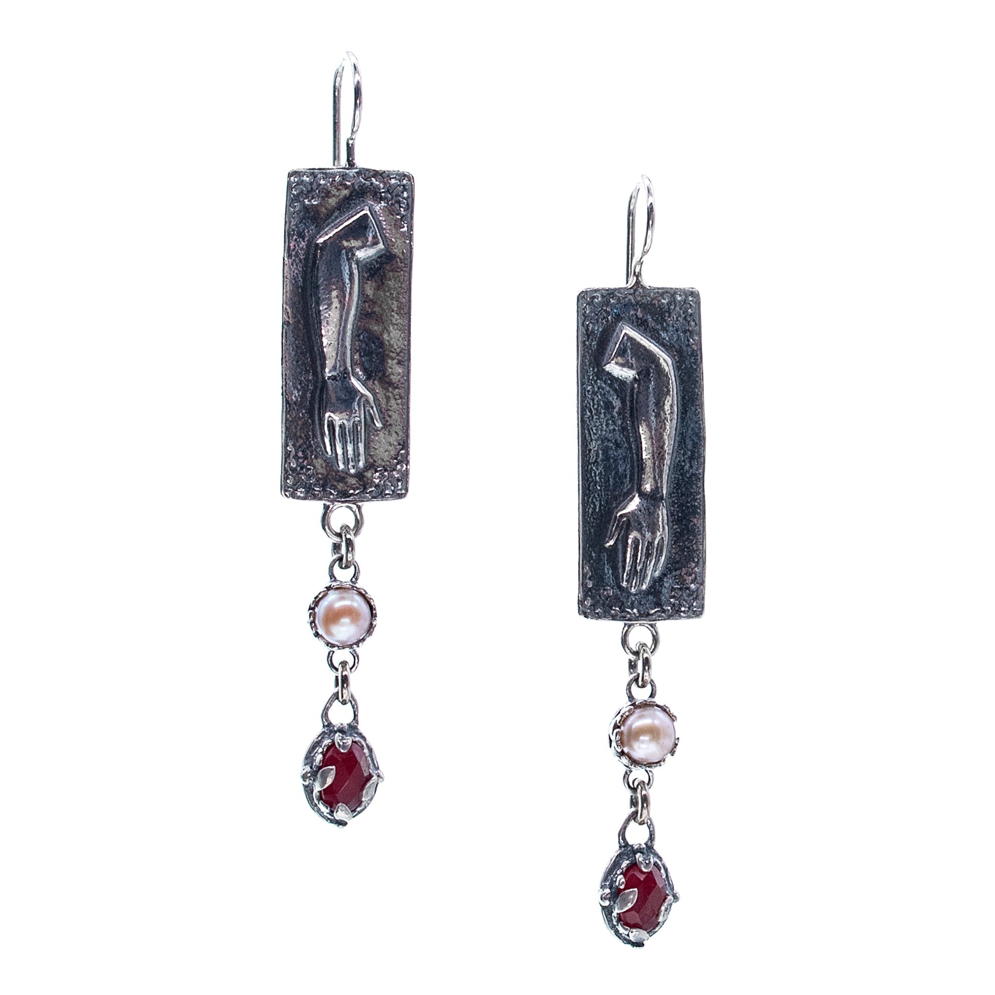 Ex Voto Arm Plaque Drop Earrings – Sterling Silver – Gem Kingdom