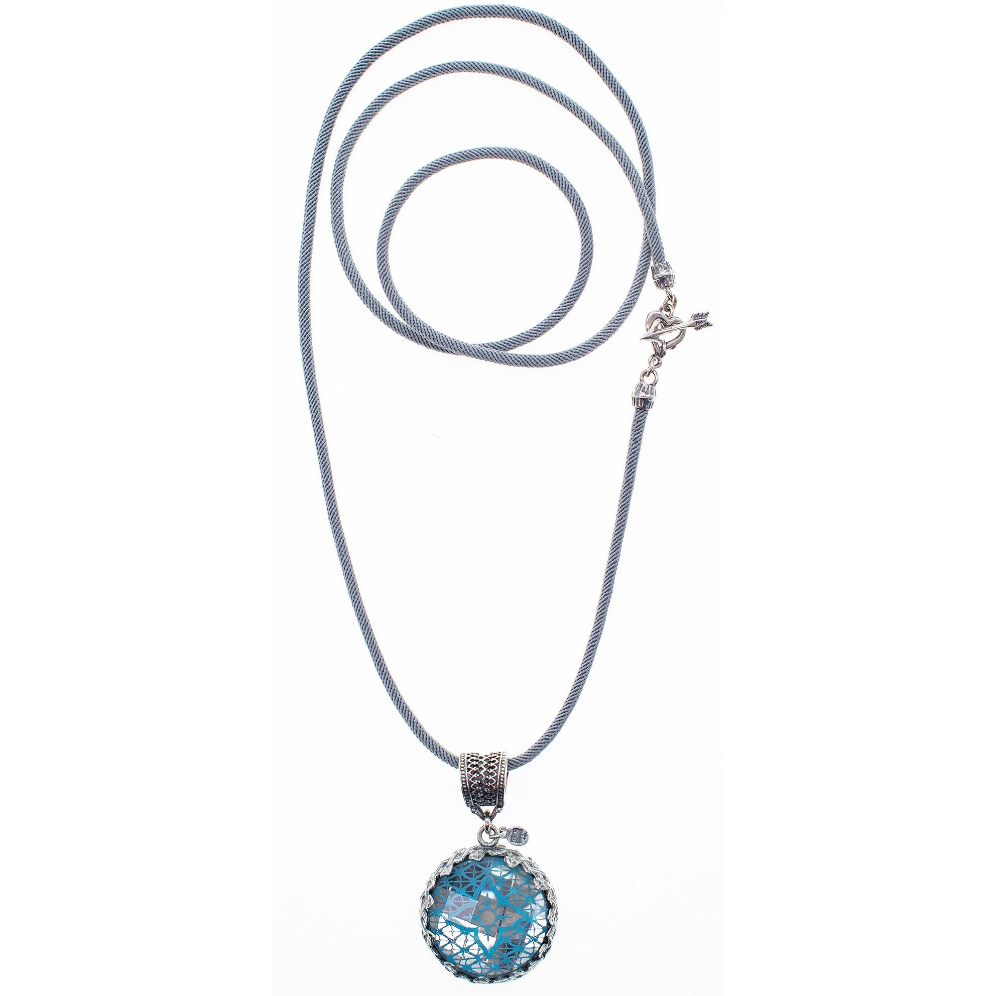 Blue Mirrored Pendant Necklace – Sterling Silver – Gem Kingdom