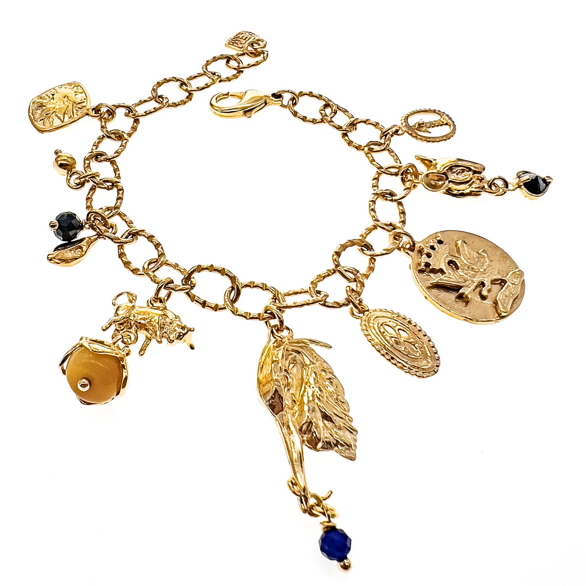 Crystal Heart Charm Bracelet – Gold Plated – Gem Kingdom