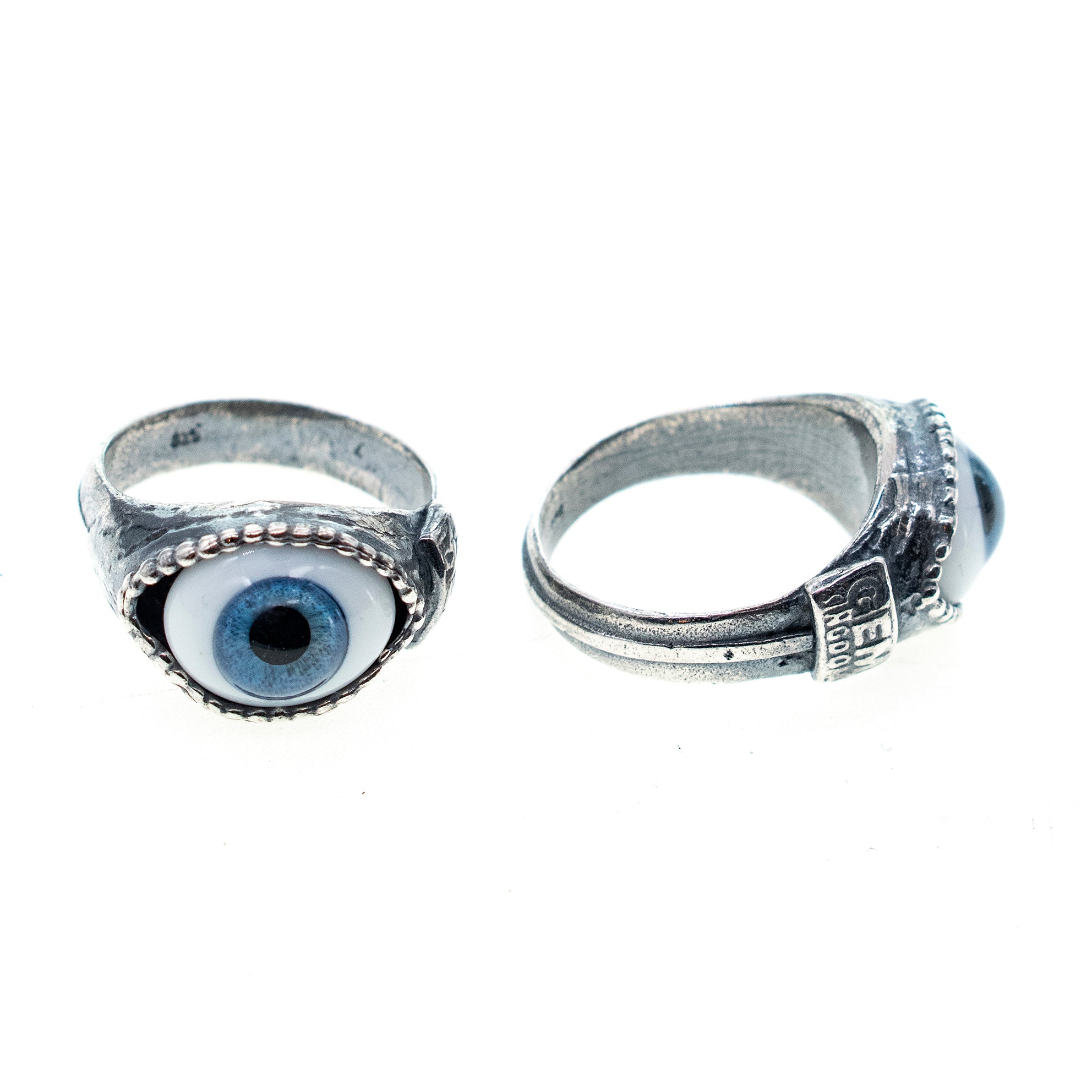 Small Blue Eye Love You Ring – Sterling Silver – Gem Kingdom