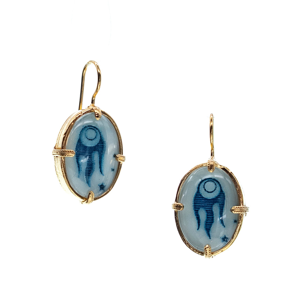 Cosmic Oorbellen Blauw – 18K Verguld – Gem Kingdom