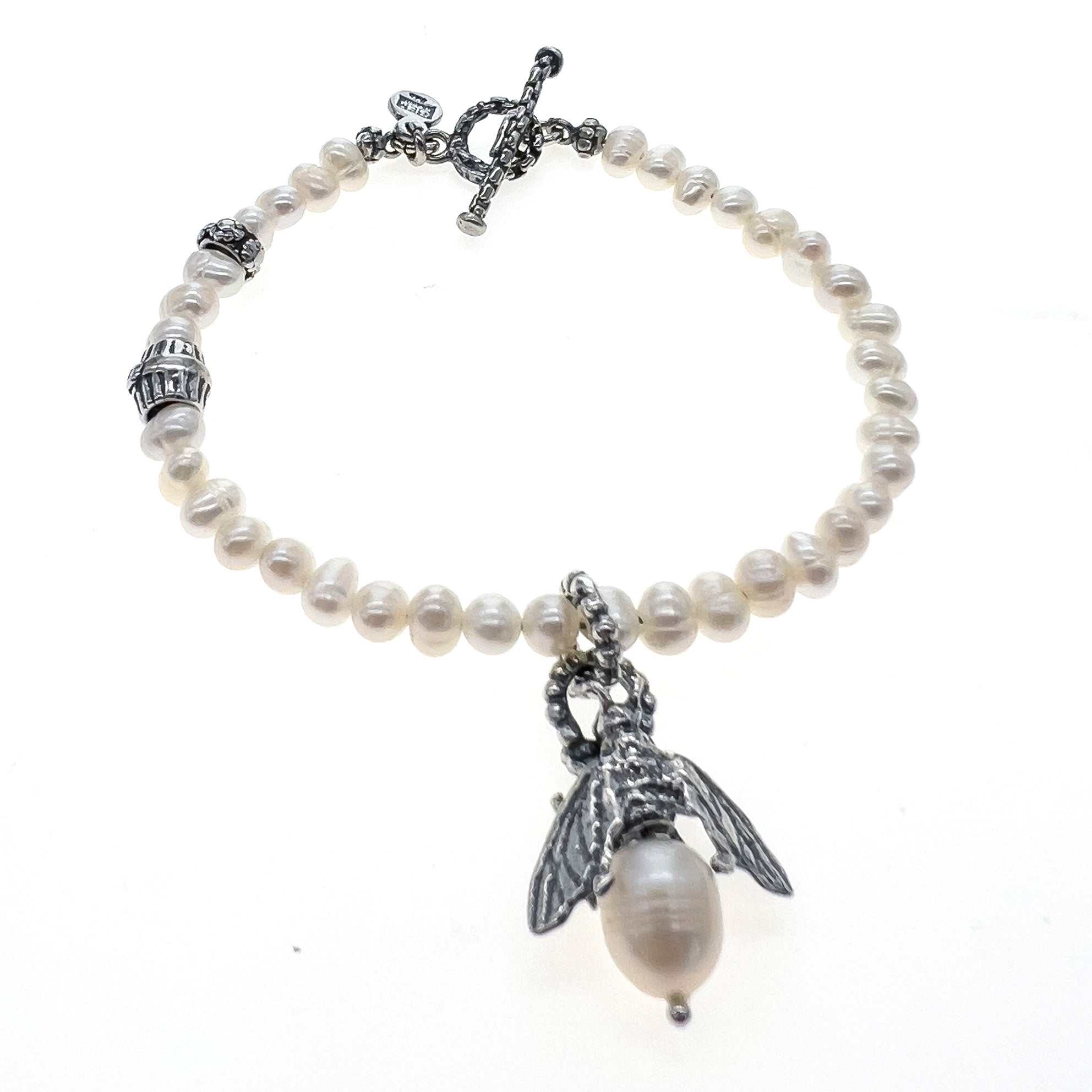 Bee My Honey White Pearl Sterling Silver Bracelet – Sterling Silver – Gem Kingdom