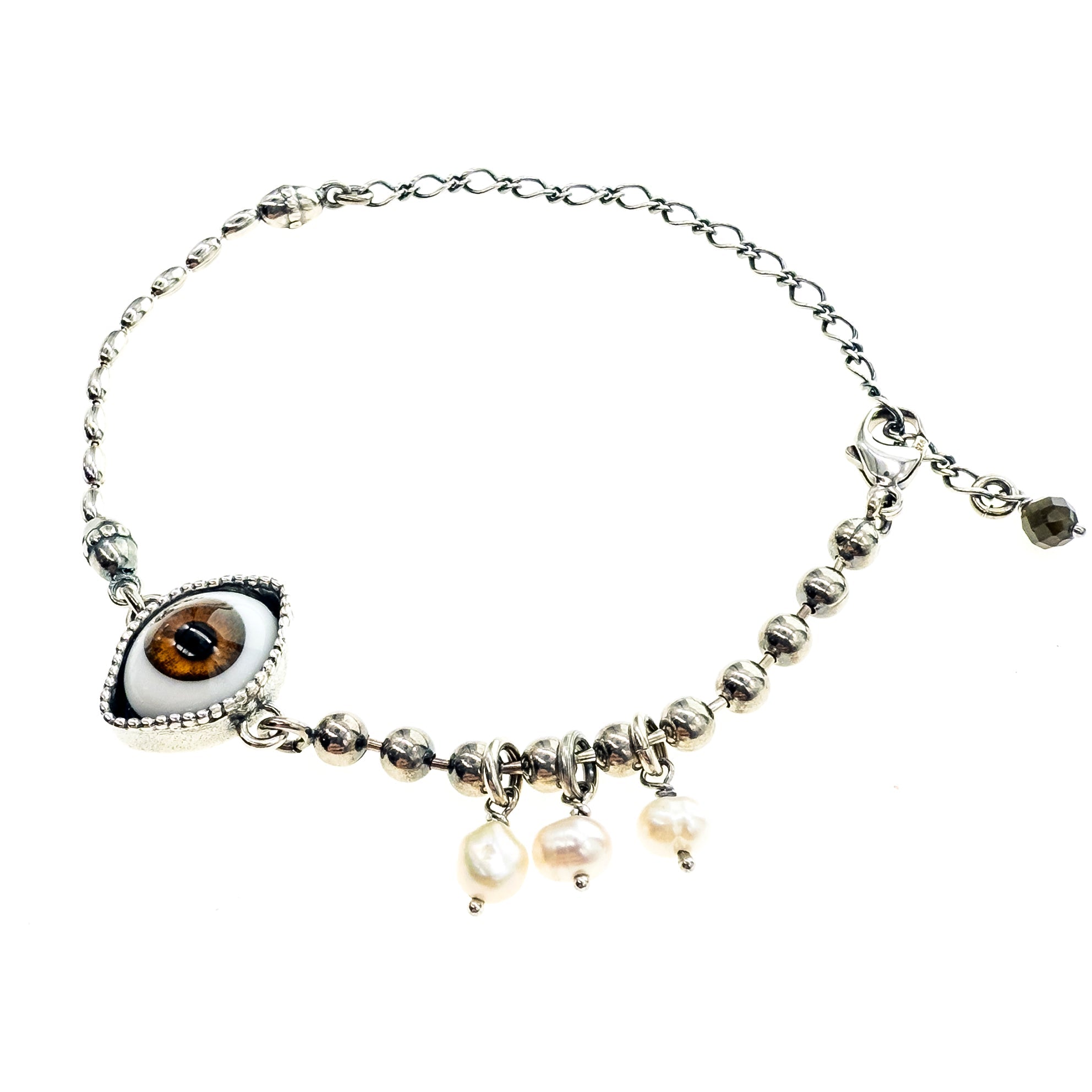 Eye Love You Bracelet Brown Eye – Sterling Silver – Gem Kingdom