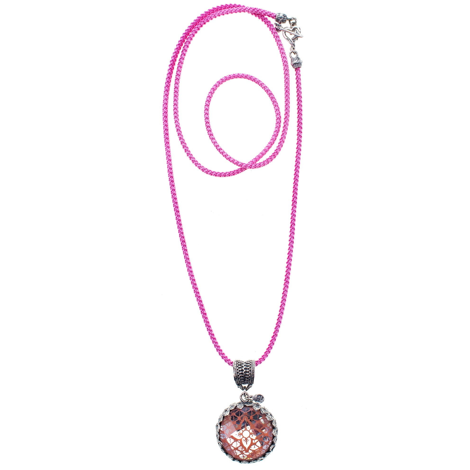 Pink Mirrored Pendant Necklace – Sterling Silver – Gem Kingdom