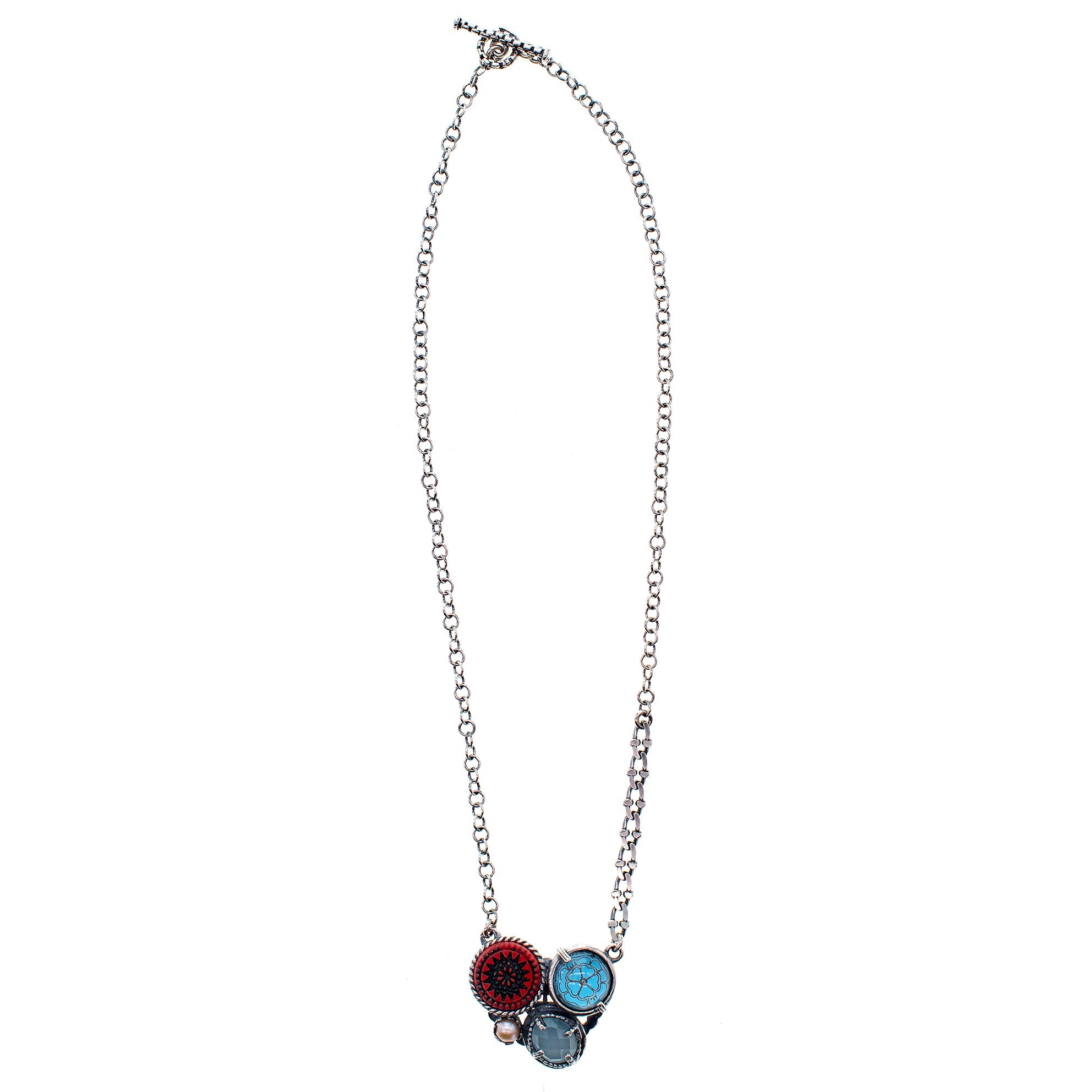 Red-Blue Intaglio Necklace – Sterling Silver – Gem Kingdom