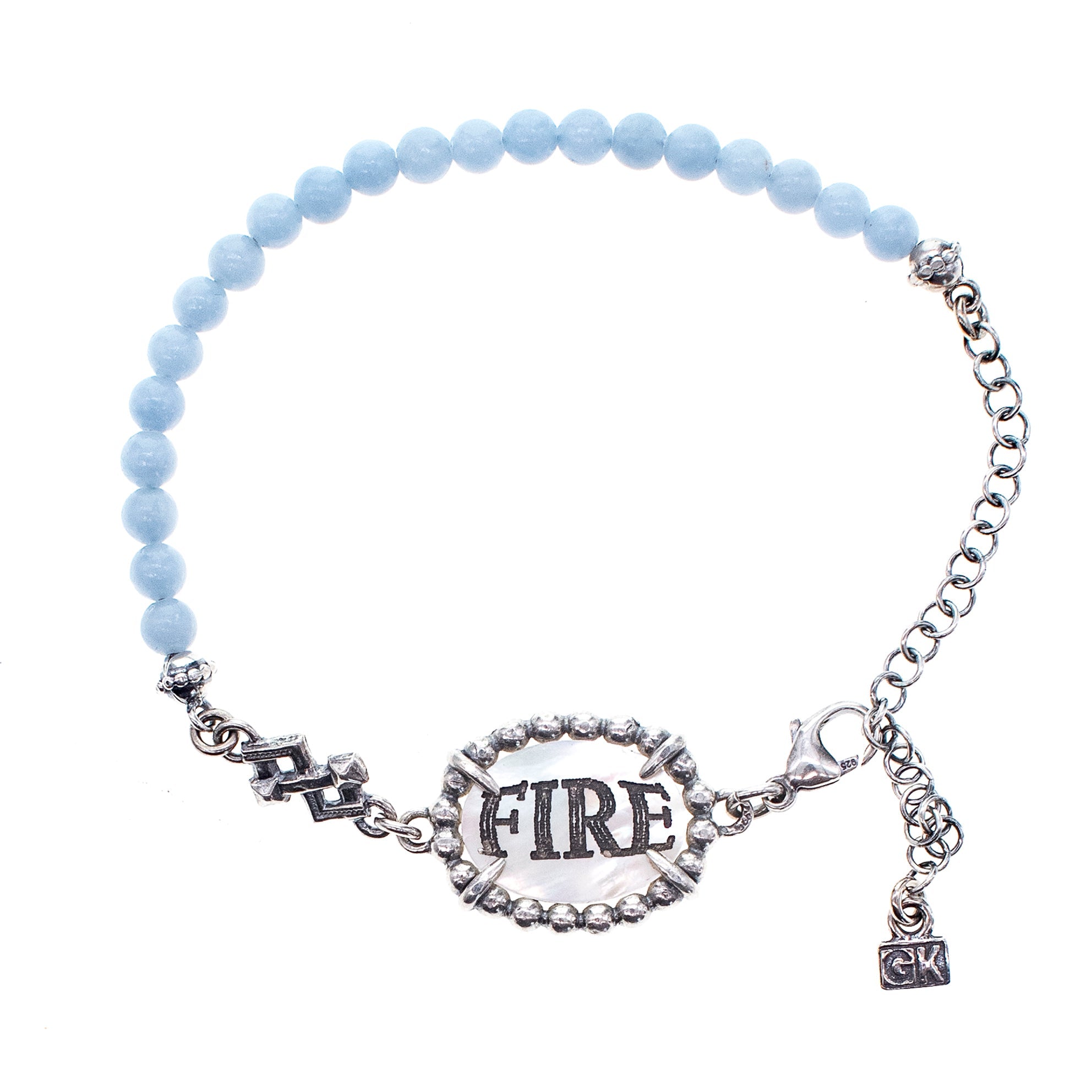 Blue And White Fire & Desire Beaded Bracelet – Sterling Silver – Gem Kingdom