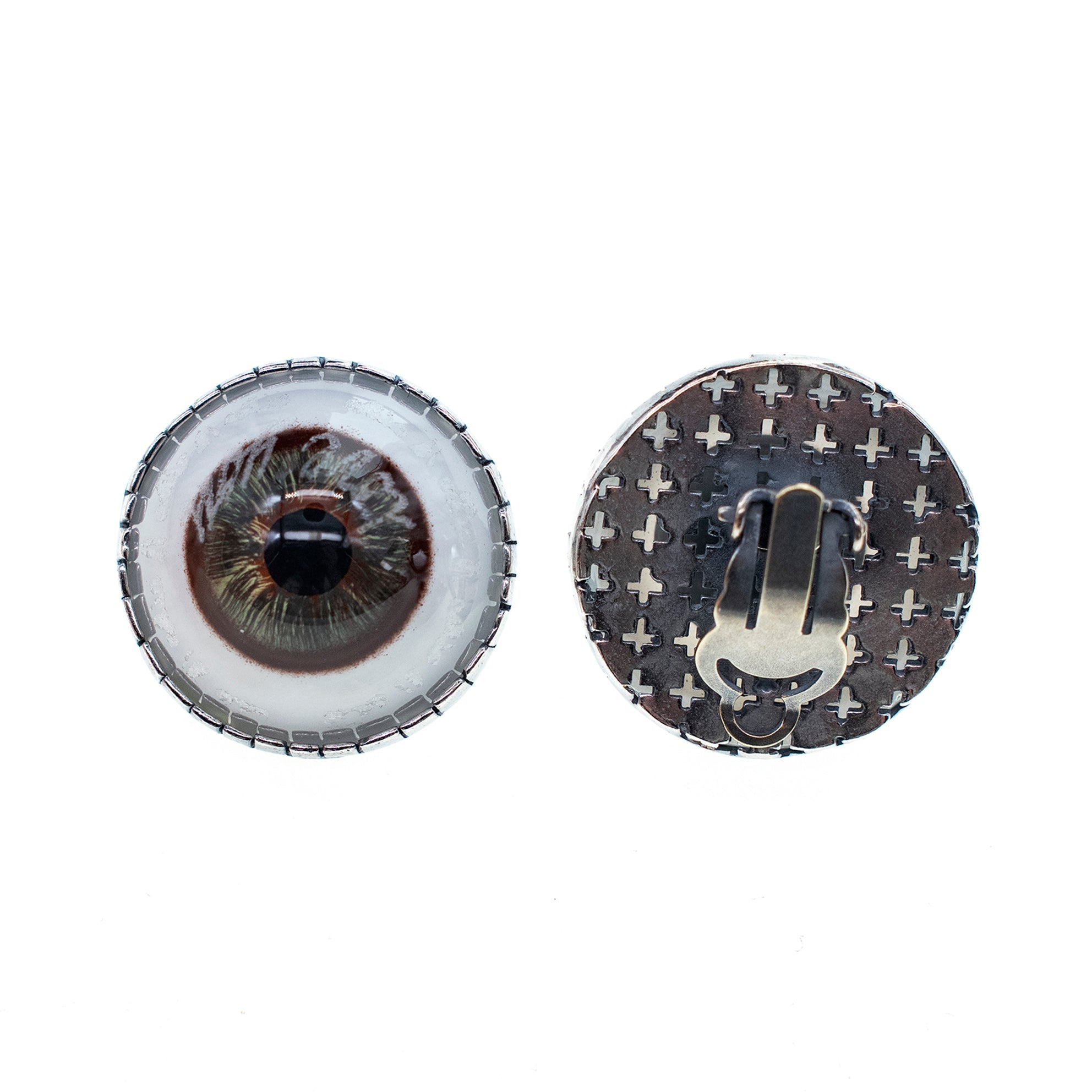 Eye Love You Ear Clips Green Eye – Sterling Silver – Gem Kingdom