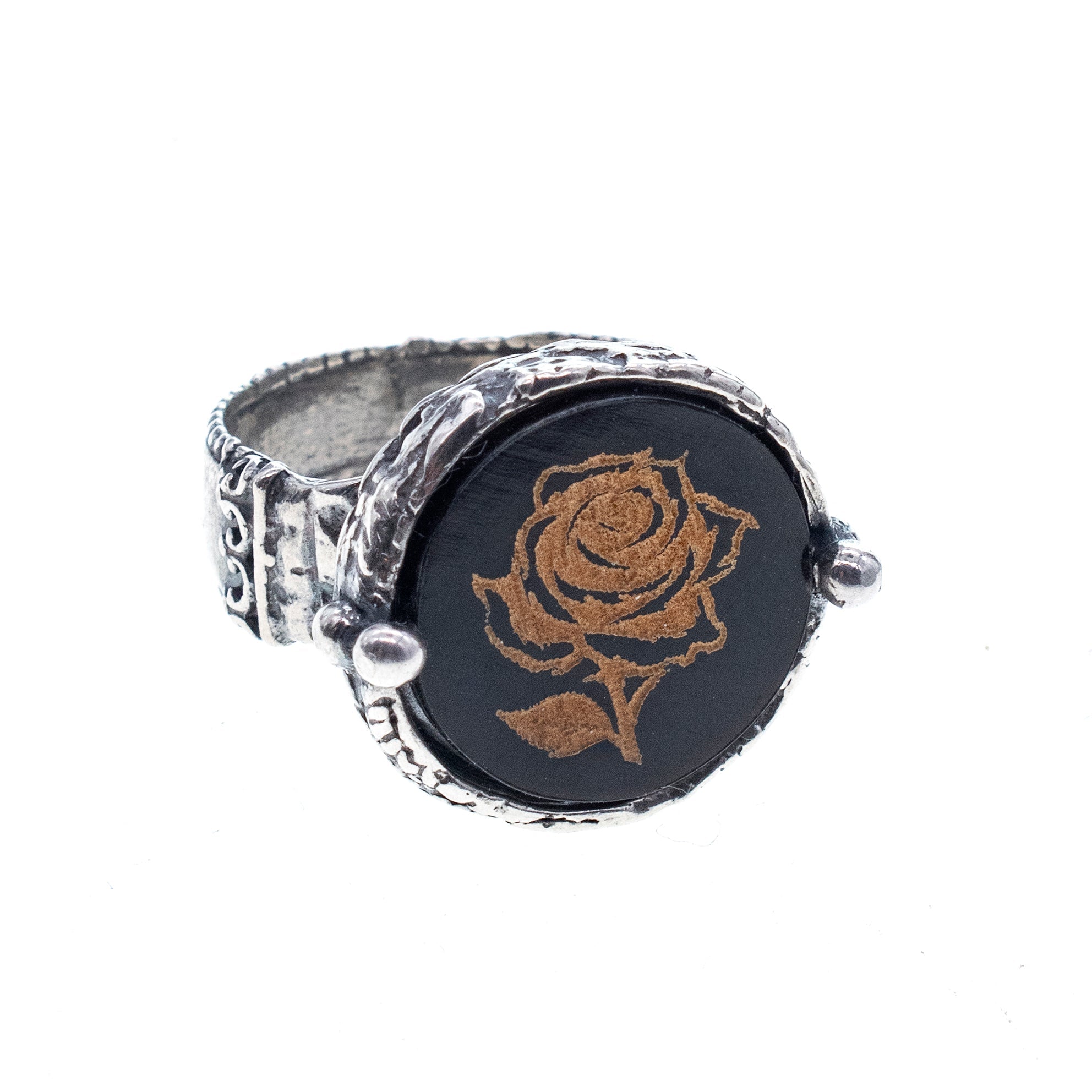 Midnight Rose Ring – Sterling Silver – Gem Kingdom