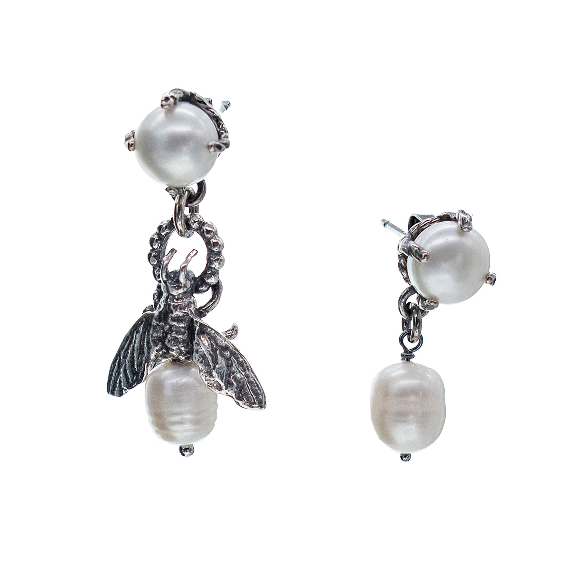 Bee My Honey Earrings White – Sterling Silver – Gem Kingdom