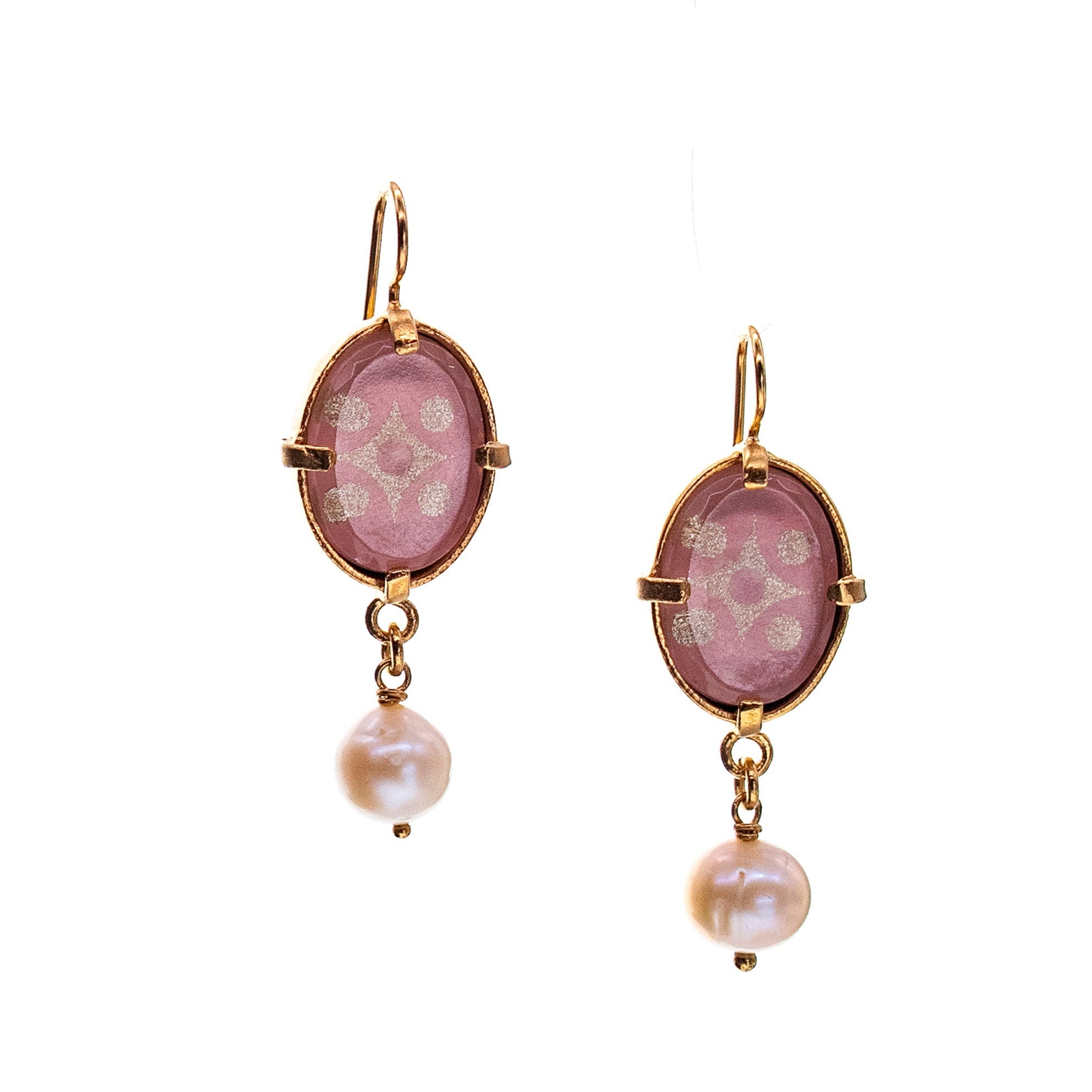 Glaskristal Oorbellen Roze