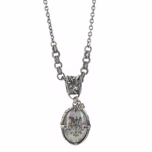 Sterling Silver Mother Of Pearl Monogram Necklace – Sterling Silver – Gem Kingdom