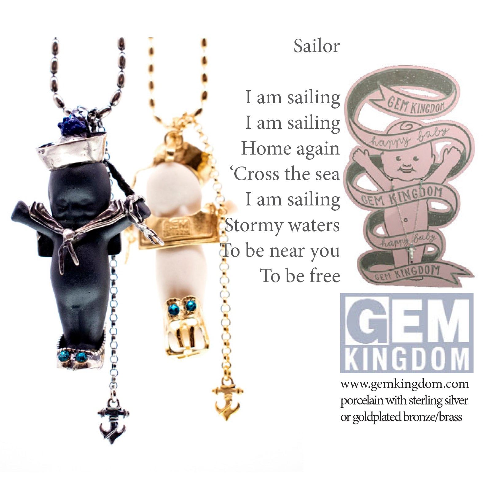 "Little Sailor" Ketting Zwart En Zilver
